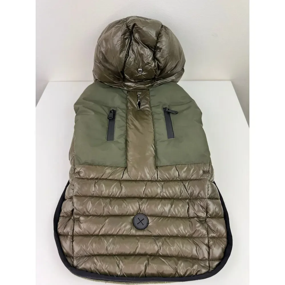 PAJAR Eddie Cold Weather Water Repel Quilted Attached Hood Winter Dog Coat L
